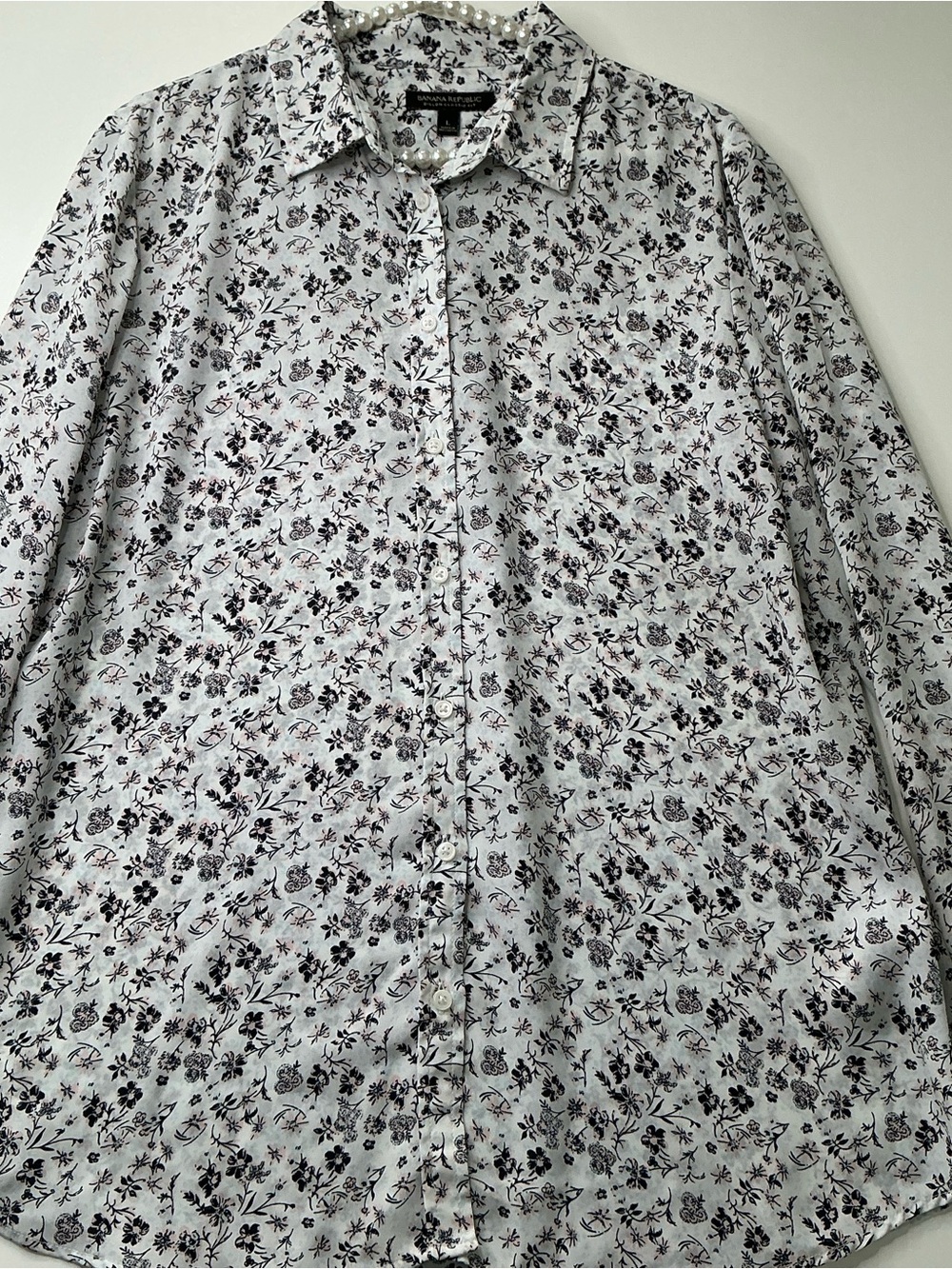 Banana Republic Women’s Blouse Dillon Lilian Floral Pink Size Large Long Sleeved